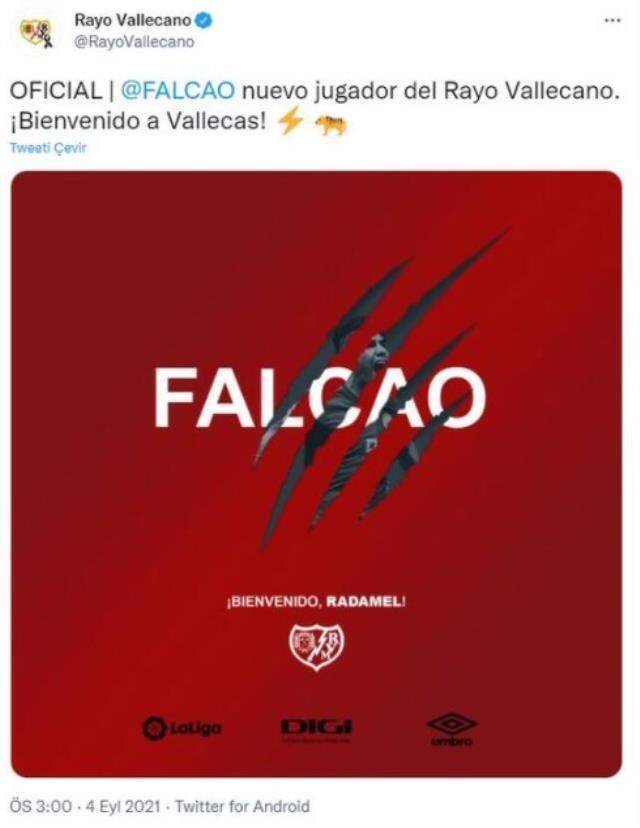 Son Dakika: Rayo Vallecano, Radamel Falcao'yu resmen kadrosuna kattı Son Dakika: Rayo Vallecano, Radamel Falcao'yu resmen kadrosuna kattı