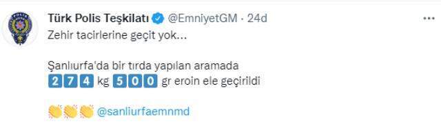 Şanlıurfa'da 20 milyon lira değerinde 275 kilogram eroin ele geçirildi Şanlıurfa'da 20 milyon lira değerinde 275 kilogram eroin ele geçirildi