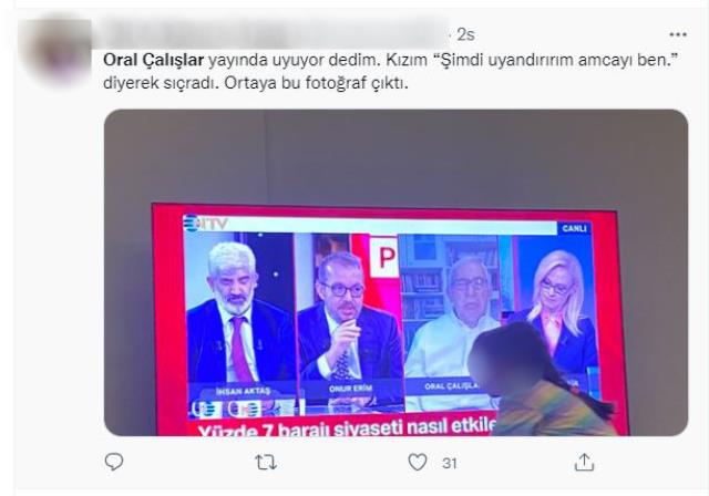 Seda Öğretil'in sunduğu programda gazeteci Oral Çalışlar canlı yayında uyuyakaldı