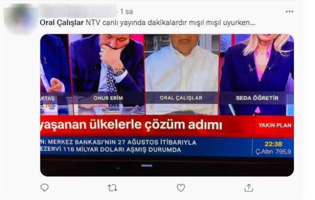 Seda Öğretil'in sunduğu programda gazeteci Oral Çalışlar canlı yayında uyuyakaldı