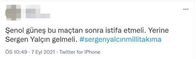 Şenol Güneş'in istifasını, Sergen Yalçın'ın Milli Takım'ın başına geçmesini istiyor Şenol Güneş'in istifasını, Sergen Yalçın'ın Milli Takım'ın başına geçmesini istiyor