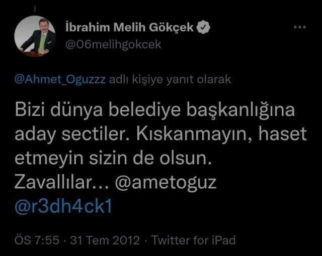 Mansur Yavaş'ın aldığı ödüle laf eden Melih Gökçek'i 2012 yılında yaptığı paylaşım zora soktu