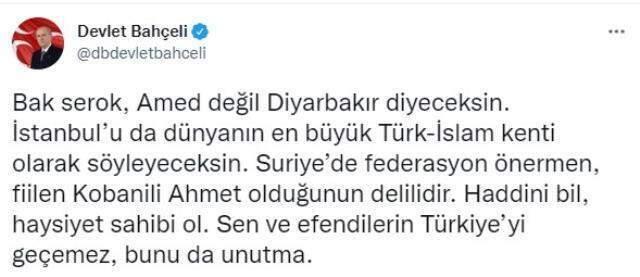 Davutoğlu'nun 'Amed' ve federasyon kararı yorumuna MHP lideri Bahçeli'den çok sert tepki geldi: Haddini bil, haysiyet sahibi ol