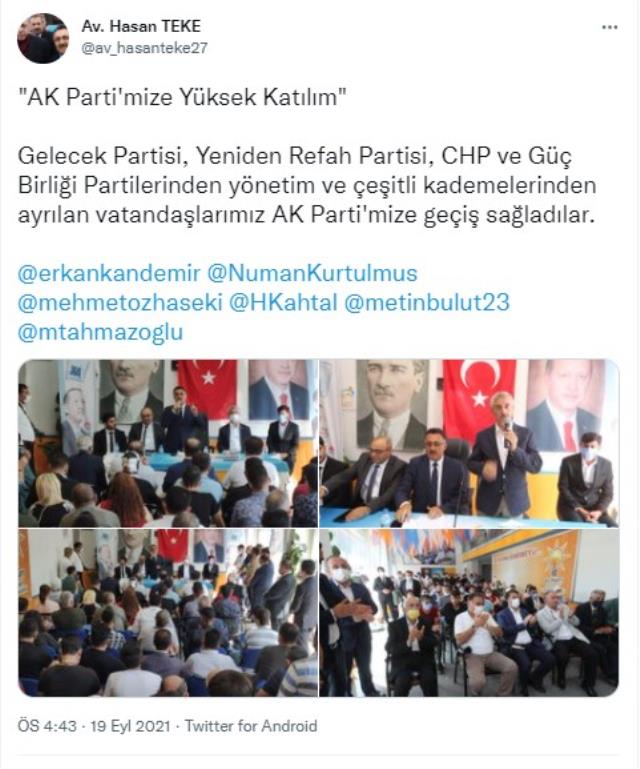 Şahinbey'de 3 partiden istifa eden 250 kişi AK Parti'ye üye oldu