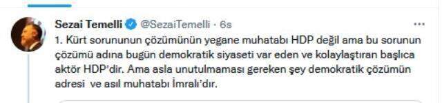 Kılıçdaroğlu'nun 'Kürt sorununu HDP ile çözebiliriz' sözlerine HDP'den yanıt: Çözümün adresi İmralı'dır Kılıçdaroğlu'nun 'Kürt sorununu HDP ile çözebiliriz' sözlerine HDP'den yanıt: Çözümün adresi İmralı'dır