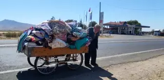 88 yaşındaki çerçici ekmek parası için kilometrelerce yol gidiyor