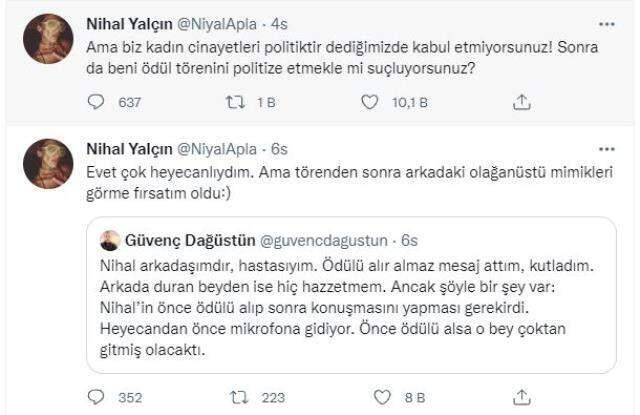 Nihal Yalçın, konuşması sırasında tavırları tepki çeken Tamer Karadağlı'yı taklit etti