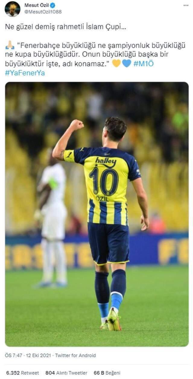 Mesut Özil'in paylaşımı Fenerbahçelileri mest etti: Ne güzel demiş rahmetli