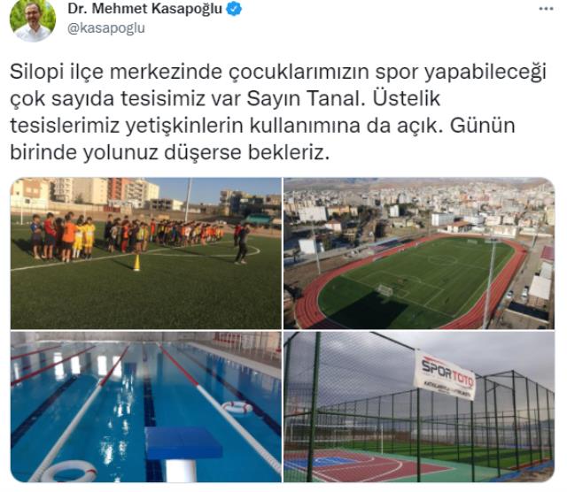 CHP'li vekilin 'Silopi'de spor yapılabilecek alanlar yok' isyanına Bakan Mehmet Kasapoğlu'ndan fotoğraflı yanıt