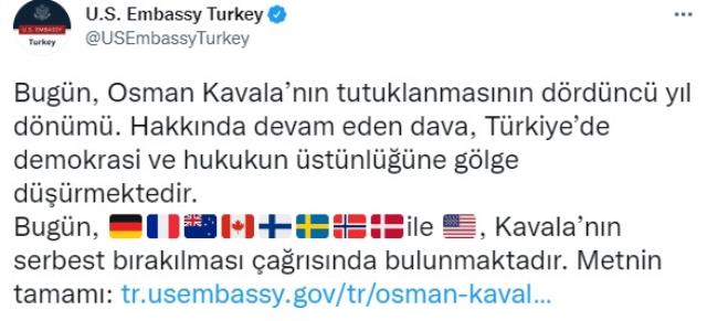 Son Dakika: Osman Kavala için 'Serbest bırakılsın' çağrısı yapan 10 ülkenin büyükelçisi Dışişleri'ne çağrıldı