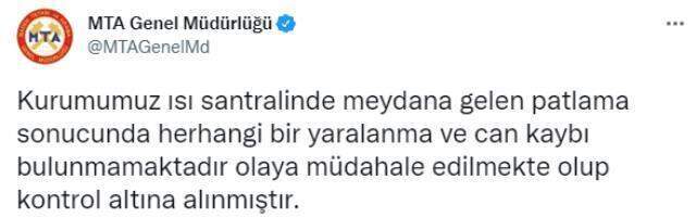 Son Dakika! Ankara'da MTA Genel Müdürlüğü bahçesinde ısı santralinde yapılan bakım sırasında patlama oldu Son Dakika! Ankara'da MTA Genel Müdürlüğü bahçesinde ısı santralinde yapılan bakım sırasında patlama oldu