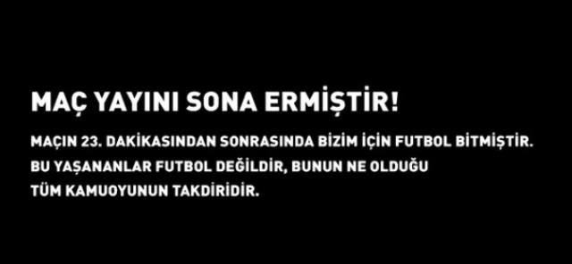 Fenerbahçe'den Türk futbol tarihinde benzeri görülmemiş protesto: Maç yayını sona ermiştir