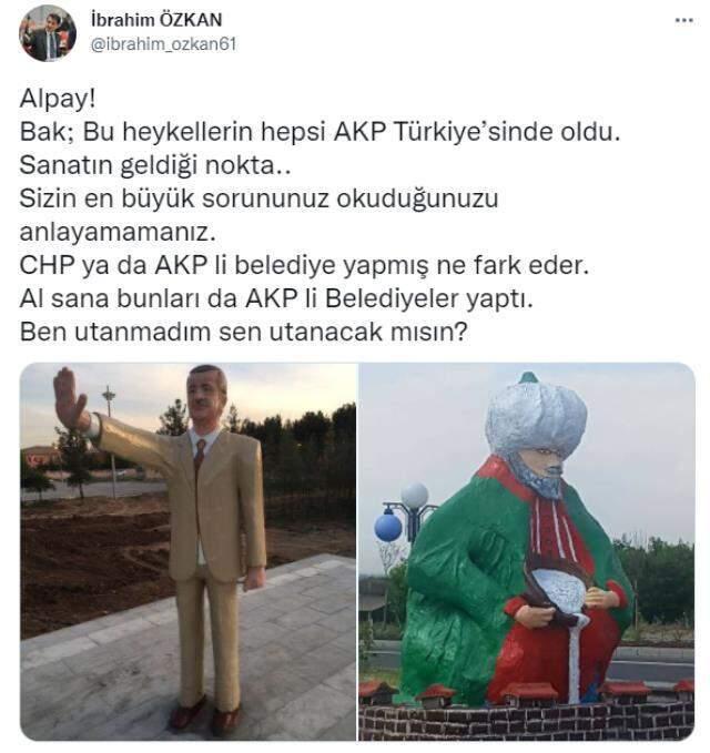 Heykel polemiği büyüyor! AK Partili Alpay Özalan'la İYİ Partili İbrahim Özkan sosyal medyada birbirine girdi