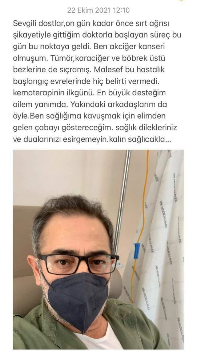 Ünlü oyuncu Ayberk Pekcan, sırt ağrısı şikâyetiyle gittiği hastanede kanser olduğunu öğrendi