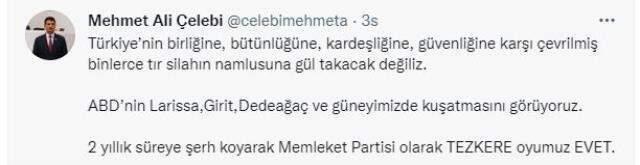 CHP'den ayrılan Mehmet Ali Çelebi'den eski partisinin 'Hayır' oyuna tepki