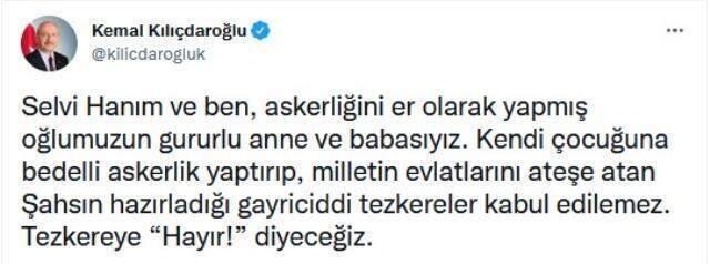 Suriye-Irak tezkeresi eleştirilerine Kılıçdaroğlu'ndan cevap: Askerliğini er olarak yapmış oğlumuzun gururlu anne ve babasıyız