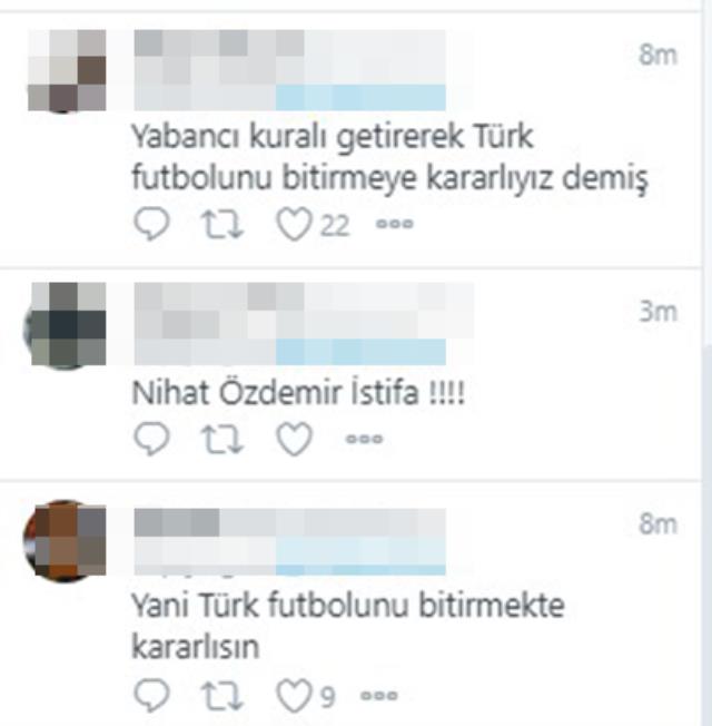 'Yabancı sayısını düşüreceğiz' diyen Nihat Özdemir'e tepki yağıyor! Futbolseverlerin sabrı taştı