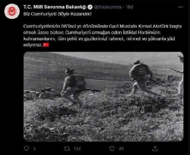 MSB, 29 Ekim Cumhuriyet Bayramı dolayısıyla video paylaştı MSB, 29 Ekim Cumhuriyet Bayramı dolayısıyla video paylaştı