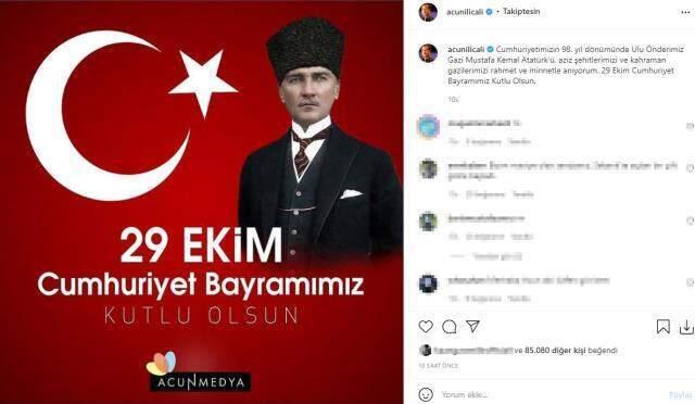 Ünlü isimlerin 29 Ekim Cumhuriyet Bayramı paylaşımları