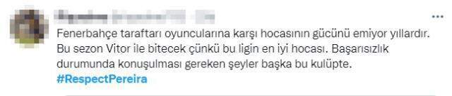 Fenerbahçe taraftarı hocasına sahip çıktı! 'Respect Pereira' etiketiyle gündeme damga vurdular Fenerbahçe taraftarı hocasına sahip çıktı! 'Respect Pereira' etiketiyle gündeme damga vurdular