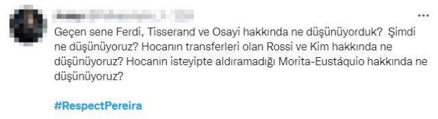 Fenerbahçe taraftarı hocasına sahip çıktı! 'Respect Pereira' etiketiyle gündeme damga vurdular Fenerbahçe taraftarı hocasına sahip çıktı! 'Respect Pereira' etiketiyle gündeme damga vurdular