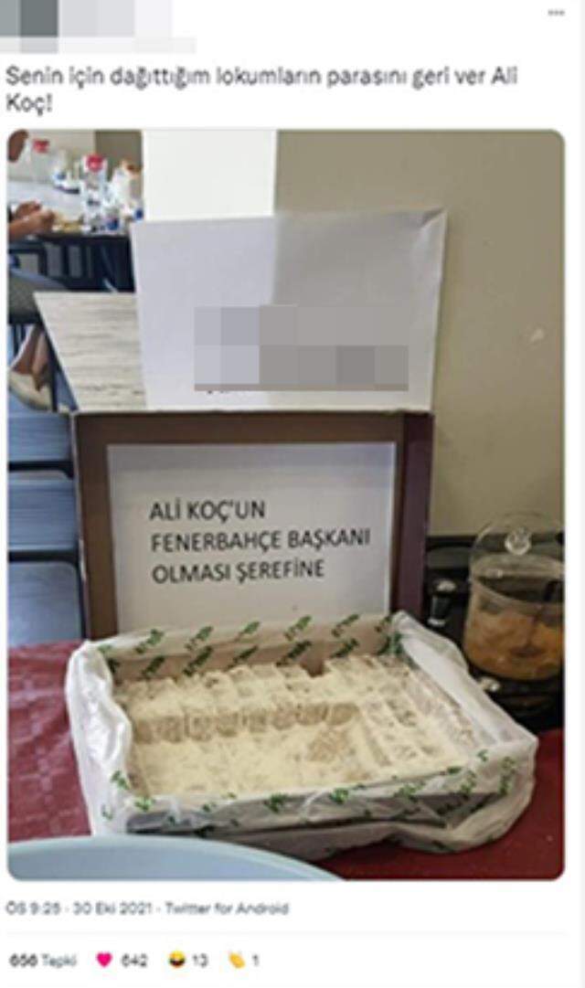 Böyle tepki görülmedi! Ali Koç için dağıttığı lokumların parasını geri istedi Böyle tepki görülmedi! Ali Koç için dağıttığı lokumların parasını geri istedi