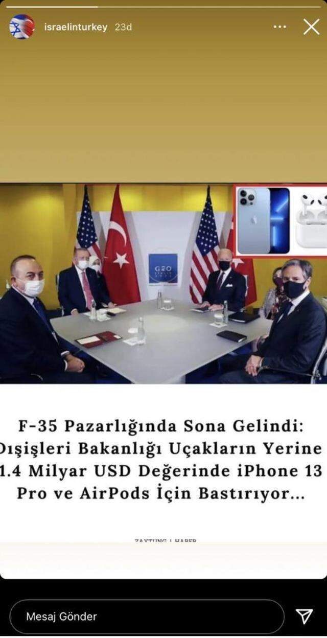 İsrail Büyükelçiliği'nden küstah Türkiye paylaşımı! F-35 görüşmeleriyle dalga geçtiler İsrail Büyükelçiliği'nden küstah Türkiye paylaşımı! F-35 görüşmeleriyle dalga geçtiler