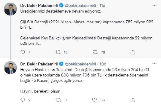 Üreticilere yönelik 808 milyon liralık destek ödemesi bugün hesaplarda olacak Üreticilere yönelik 808 milyon liralık destek ödemesi bugün hesaplarda olacak
