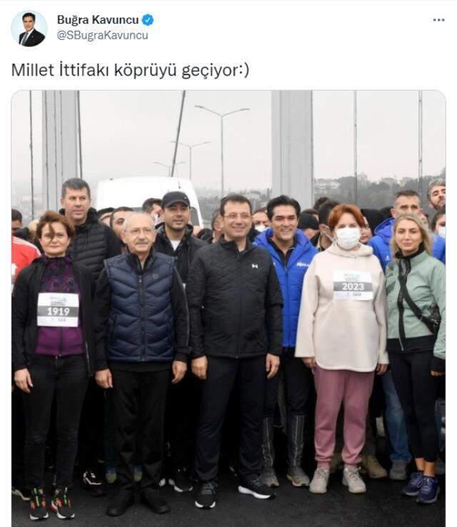 İYİ Parti İstanbul İl Başkanı Buğra Kavuncu maratondan fotoğraf paylaştı: Millet İttifakı köprüyü geçiyor