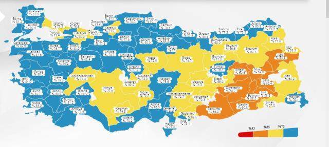 Son kırmızı ilin de kategori değiştirmesiyle 3 renkli korona haritasına geçtik Son kırmızı ilin de kategori değiştirmesiyle 3 renkli korona haritasına geçtik