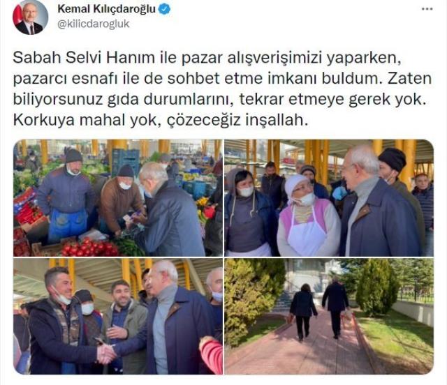CHP lideri Kılıçdaroğlu eşiyle birlikte yaptığı pazar alışverişinin görüntülerini paylaştı