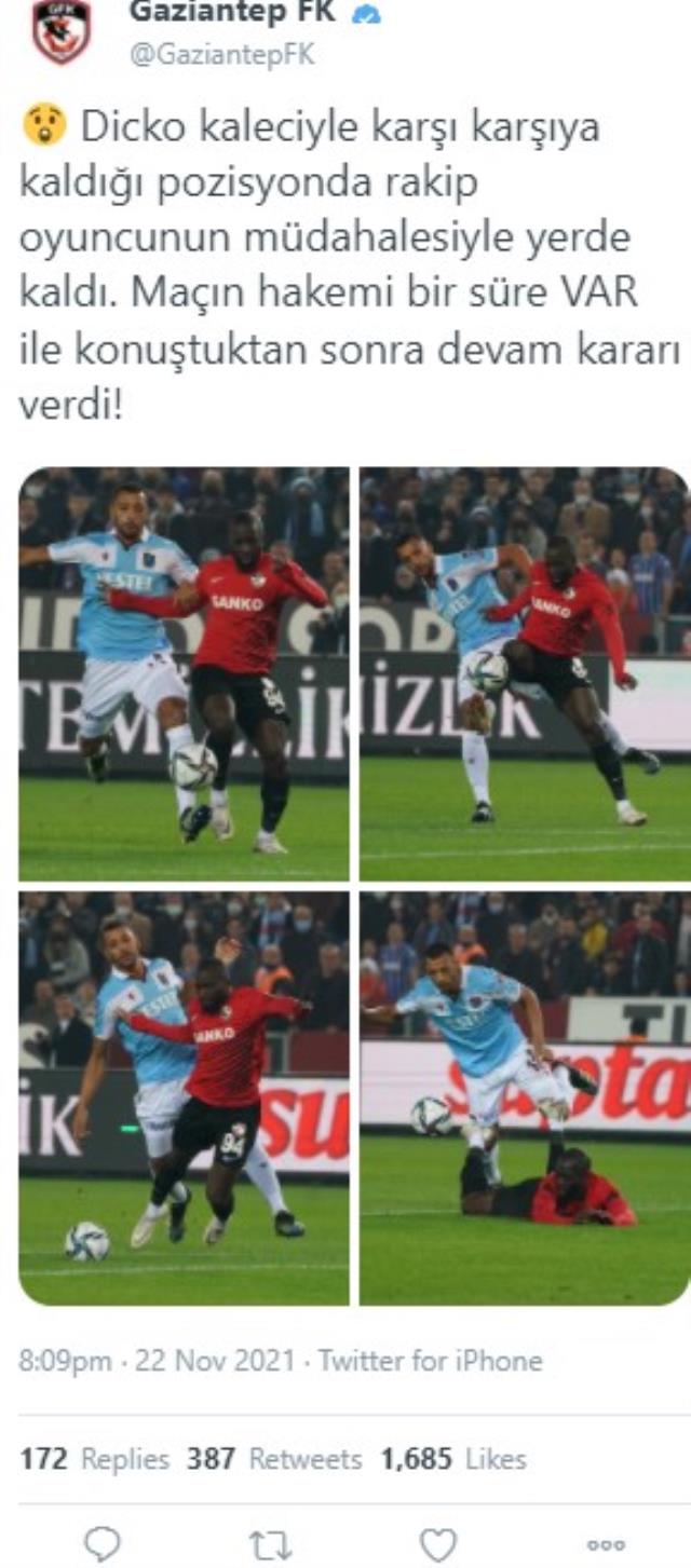 Maçın başında kıyamet koptu! Penaltısı verilmeyen Gaziantep FK, ortalığı ayağa kaldırdı