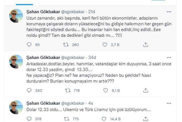 Şahan Gökbakar'dan dolar yorumu: Türk Liramız için çok üzülüyorum!
