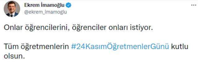 Ekrem İmamoğlu'nun Öğretmenler Günü paylaşımı olay oldu! Atanamayan gençlere dikkat çekti Ekrem İmamoğlu'nun Öğretmenler Günü paylaşımı olay oldu! Atanamayan gençlere dikkat çekti