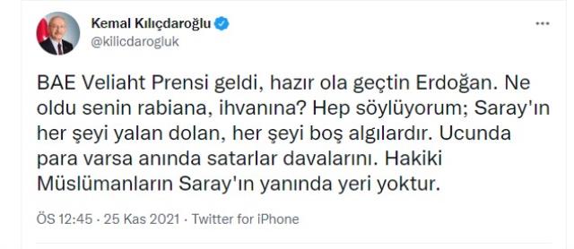 Kılıçdaroğlu'dan Erdoğan'a BAE tepkisi: Hazır ola geçtin, ne oldu senin rabiana, ihvanına?