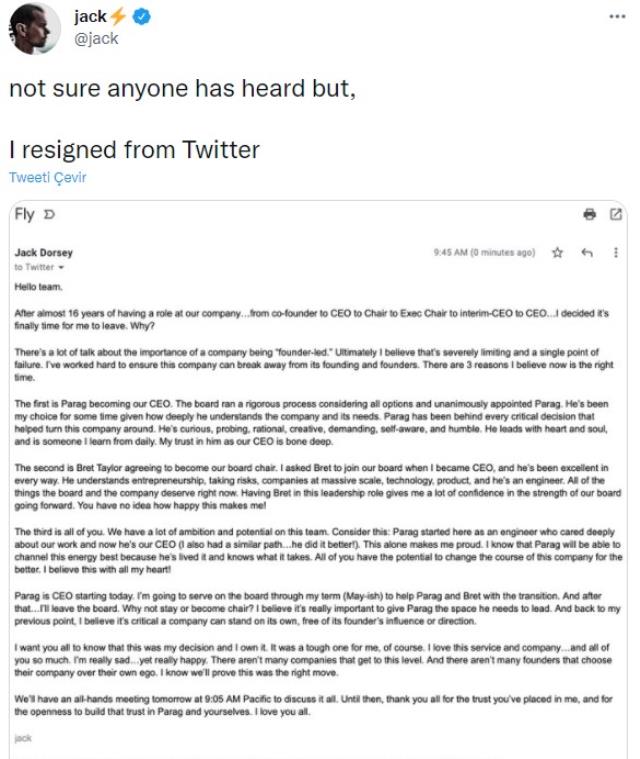 Twitter'ın CEO'su Jack Dorsey, görevinden istifa etti