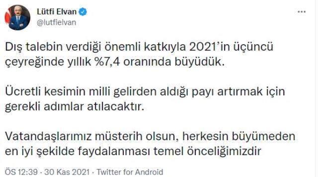 Bakan Elvan'dan büyüme yorumu: Vatandaşlarımız rahat olsun, herkes en iyi şekilde yararlanacak