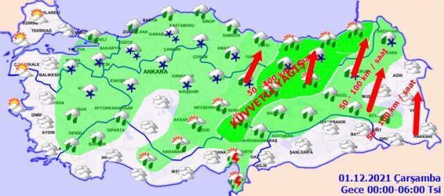 Meteoroloji'den yeni uyarı: Fırtına yurdu terk ediyor, doğu bölgelerde kar yağışı görülecek