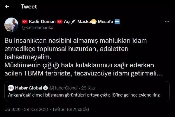 Müslüme paylaşımı yapan Birecik Kaymakamı'ndan 'idam' çağrısı