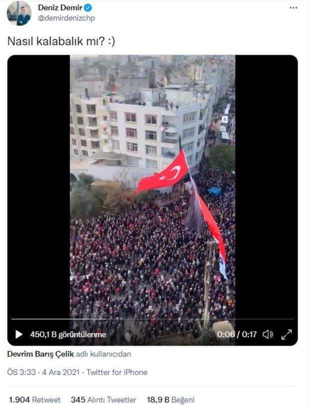 Mersin'deki CHP mitingine kaç kişi katıldığı tartışmalarına son verecek görüntü Mersin'deki CHP mitingine kaç kişi katıldığı tartışmalarına son verecek görüntü