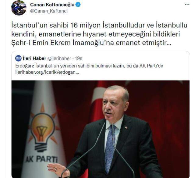 Canan Kaftancıoğlu'ndan Erdoğan'a yanıt: İstanbul'un sahibi 16 milyon İstanbulludur