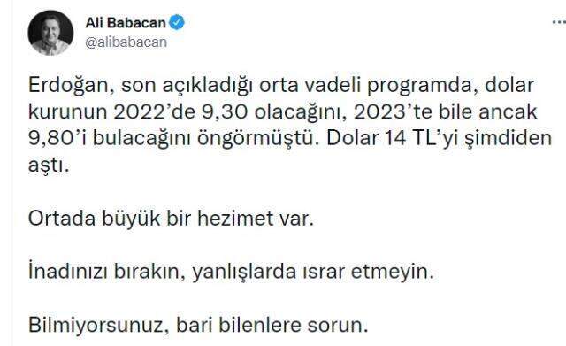Ali Babacan: Bilmiyorsanız bari bilenlere sorun Ali Babacan: Bilmiyorsanız bari bilenlere sorun