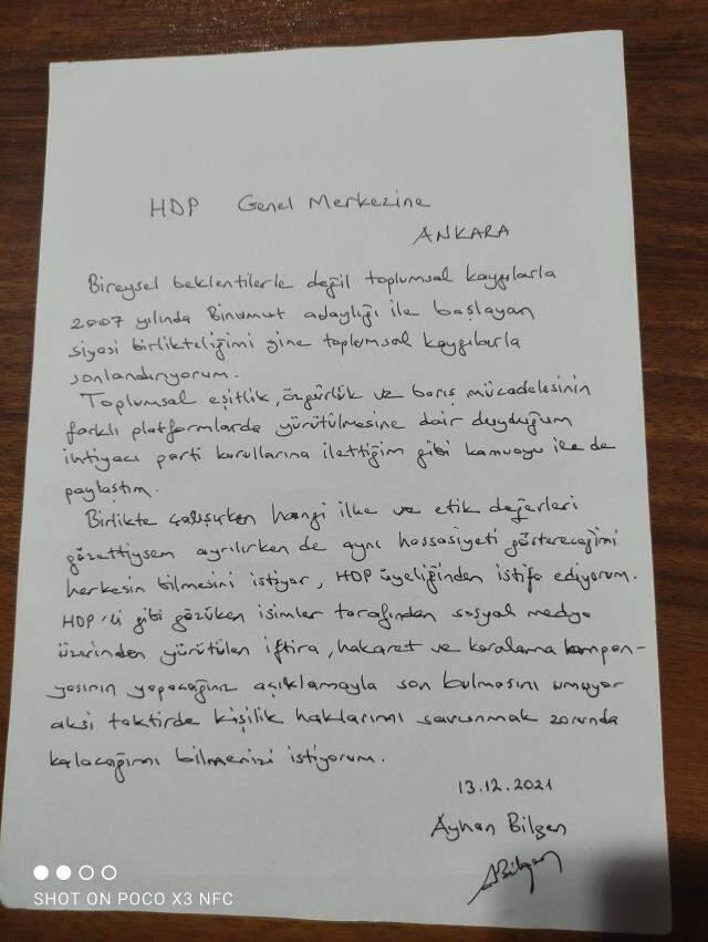 Ayhan Bilgen, HDP'den istifa etti