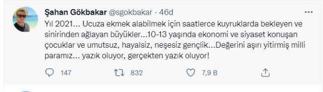 Şahan Gökbakar'dan ekmek kuyruğu yorumu: Gerçekten yazık oluyor