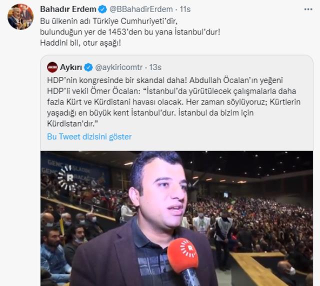 Terör örgütü elebaşı Abdullah Öcalan'ın HDP'li yeğeninden skandal sözler: İstanbul da bizim için 'Kürdistan'dır