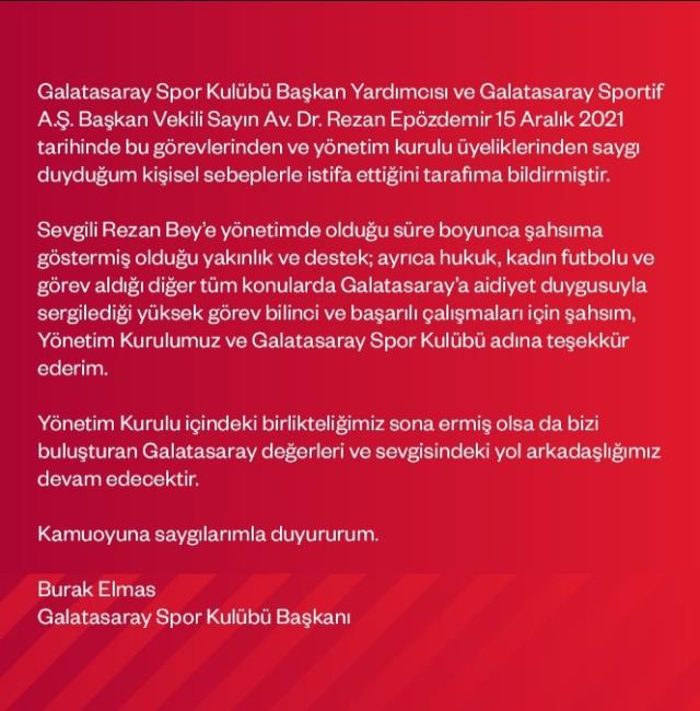 Galatasaray yönetimindeki istifaların sebebi ne? Burak Elmas'tan çarpıcı açıklama