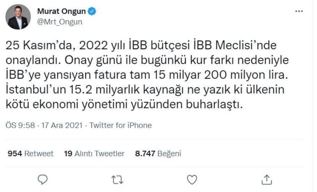İBB Sözcüsü Murat Ongun'dan kur farkı yorumu: İstanbul'un 15.2 milyar TL'si buharlaştı