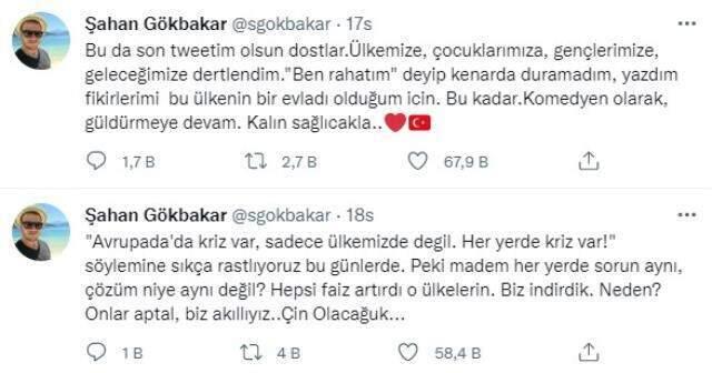 Şahan Gökbakar Twitter'a veda mı etti? 'Bu da son twetim' kafaları karıştırdı