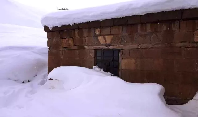 Muş'ta kar kalınlığının 1,5 metreye ulaştığı köyde kardan tüneller oluştu