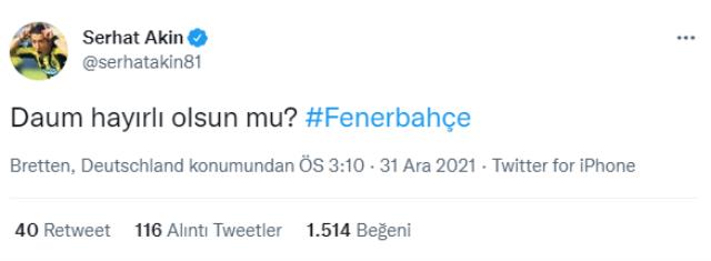 Serhat Akın'dan gündem yaratacak paylaşım: Daum hayırlı olsun mu Fenerbahçe?
